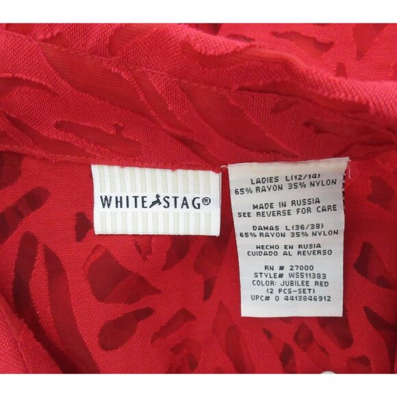 VTG White Stag 2-pc Semi Sheer Button Front Blouse w/Tank Large 12-14 Red Career - Picture 5 of 9